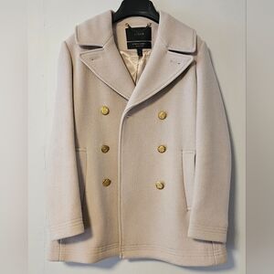 J. Crew Stadium Cloth Cream Majesty Peacoat with Gold Buttons